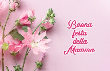 Happy Mother day text in italian flower composition Greeting Card	

