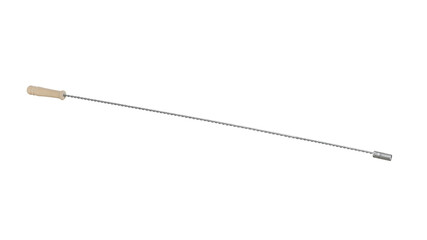 Interlaced brush holder with wooden handle is used in combination with a brush to clean the interior of a boiler or fireplace