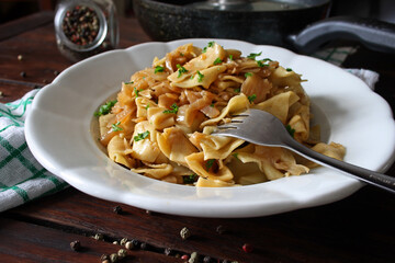 Krpice sa zeljem - Croatian pasta with caramelized cabbage