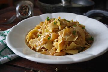 Krpice sa zeljem - Croatian pasta with caramelized cabbage