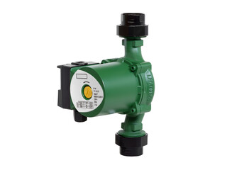 Cast iron circulation pump with wet rotor for heating and air conditioning systems. Isolated on...