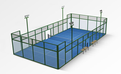 Pista de padel 3D rendering 
