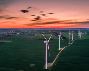 wind turbine at sunset