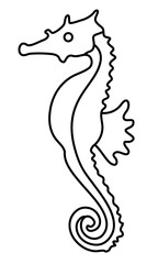 Seahorse fish contour illustration