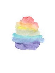 Rainbow blob. Watercolor illustration, shape.