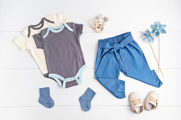 Gender neutral baby garment and accessories. Organic cotton clothes, newborn fashion