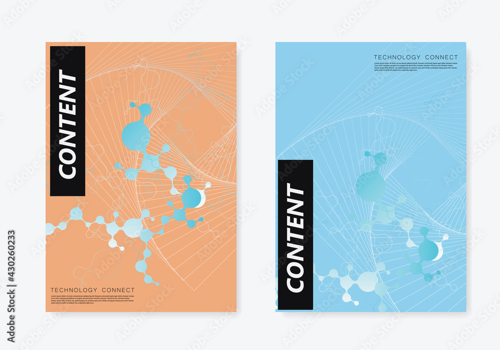Poster abstract colorful background with lines and circles. web, network, computer, connect and technology 