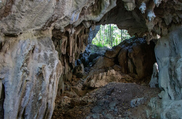 Giant Beautiful Cavern of a Cave with Tropical Forest at Entrance in Background - Northern Luzon, Philippines, Southeast Asia 