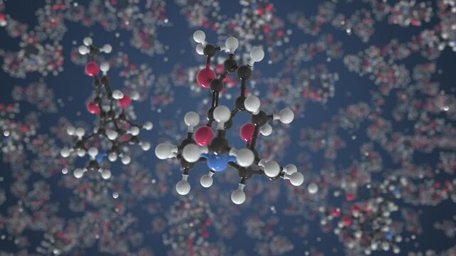 Codeine molecule. Molecular model. Looping seamless 3d animation