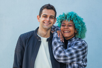 portrait of multiethnic couple smiling