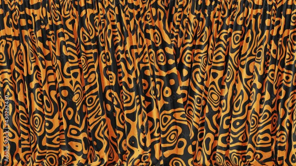 Aufkleber realistic 3d animation of the textured orange tribal pattern curtain rendered in uhd with alpha matt