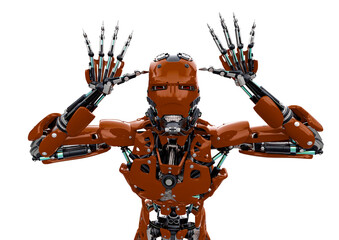 master cyber robot is mocking up