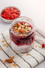 Breakfast Chia Pudding in a Jar with Jam