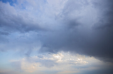 Landscape before the rain. Thunderclouds with rain. Nature Environment Dark huge cloud sky black...