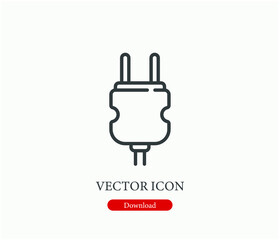 Obraz premium power plug vector icon. Editable stroke. Symbol in Line Art Style for Design, Presentation, Website or Apps Elements. Pixel vector graphics - Vector