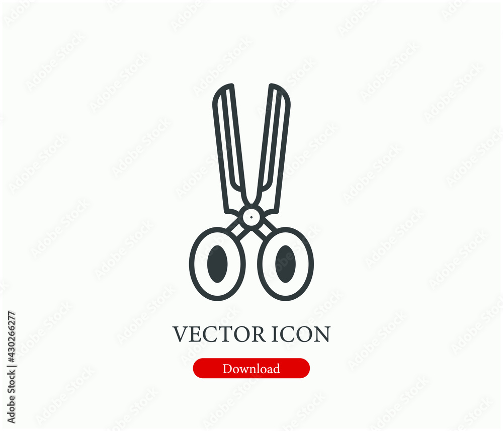 Poster scissors vector icon. editable stroke. linear style sign for use on web design and mobile apps, logo