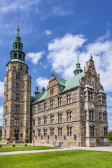 Architectural details of Medieval Rosenborg Castle. Rosenborg Castle built by one of the most famous Scandinavian kings Christian IV, in the early 17th century. Copenhagen, Zealand, Denmark.