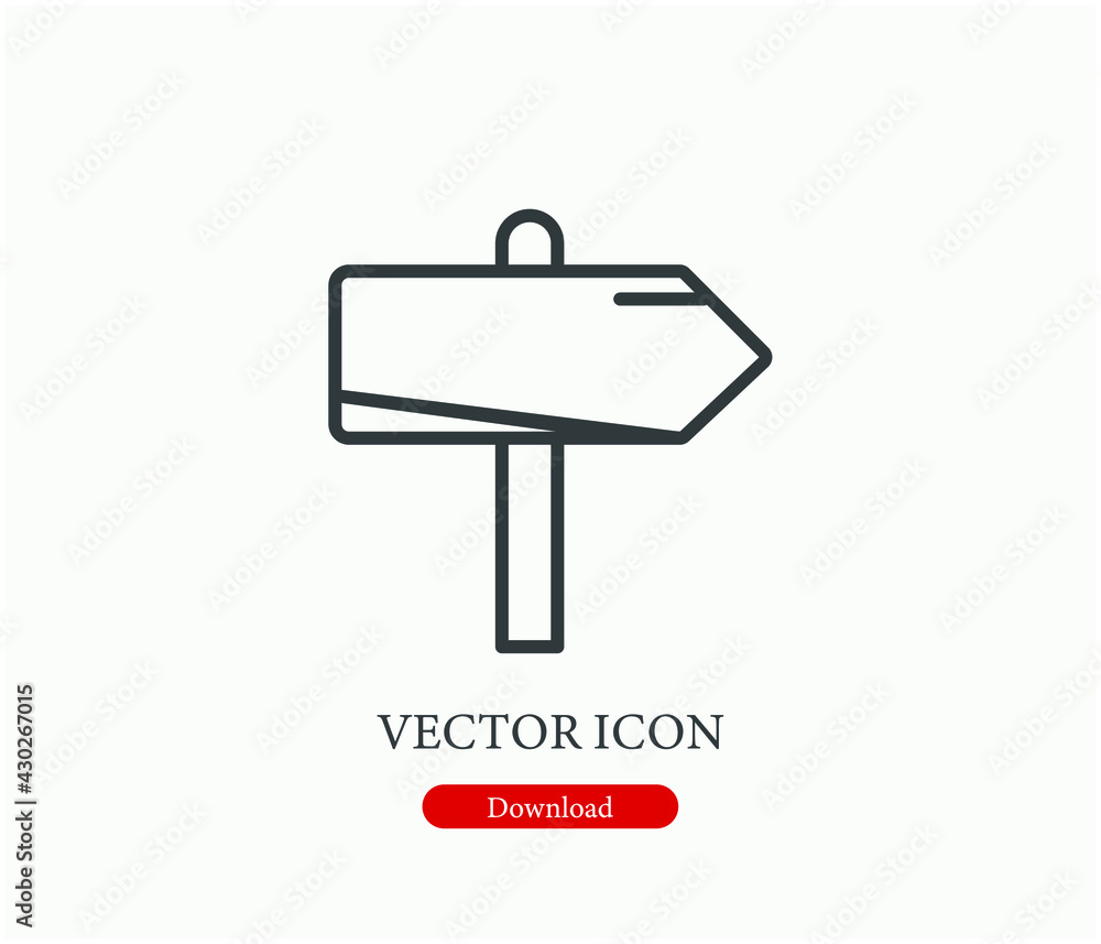 Poster signpost vector icon. editable stroke. symbol in line art style for design, presentation, website or