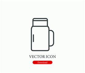 Thermo cup vector icon. Editable stroke. Symbol in Line Art Style for Design, Presentation, Website or Apps Elements. Pixel vector graphics - Vector