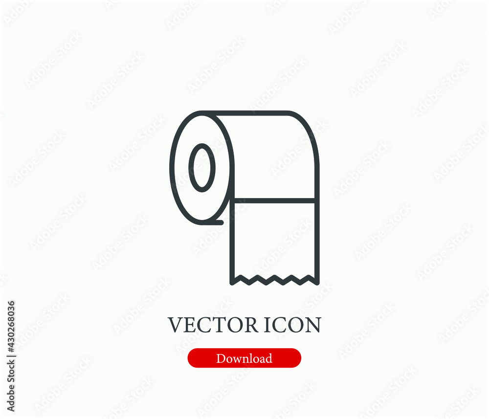 Poster toilet paper vector icon. editable stroke. symbol in line art style for design, presentation, websit