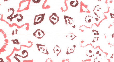 Shawl Indian Boho. Red Rug Paper Aztec Texture.