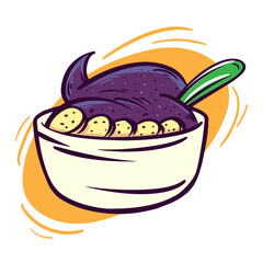 Bowl Acai. Clipart Illustration Vector