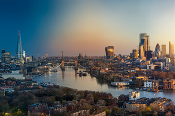 Night to day time lapse transition of the urban skyline of London, United Kingdom
