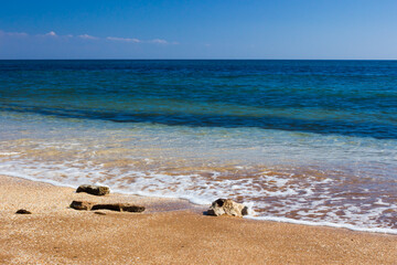 The Black Sea coast at Feodosia, Crimea.	