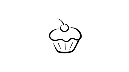 Creative Cherry Cake Cupcake Muffin Logo Vector Illustration