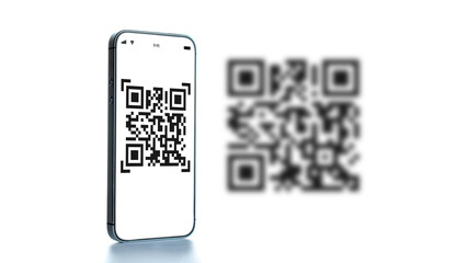 Code scan icon. Digital mobile smart phone with qr code scanner on smartphone screen for payment pay, scan barcode technology. Online bill payment concept.