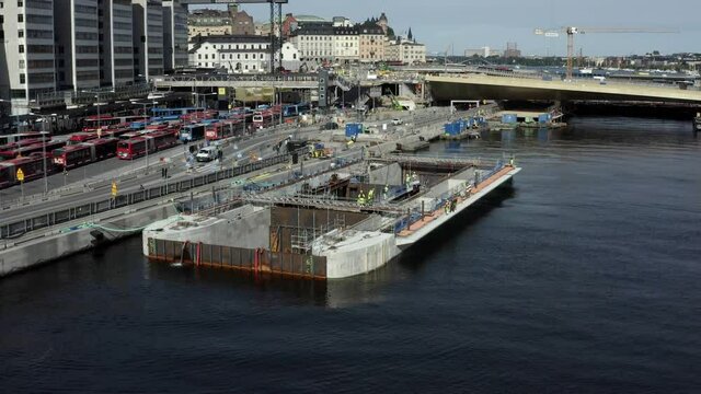 Transportation of a new sluice, to Guldbron in the archipelago of Stockholm. 2020-06-29. High quality 4k footage