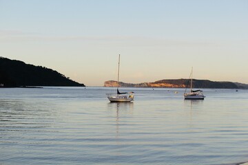 boats at sunset