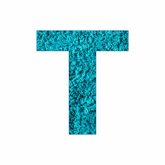 Uppercase Letter T - Blue Towel Background