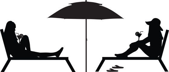 Women relaxing on deck chair	