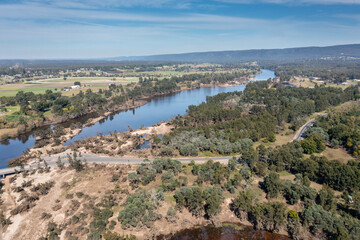 Drone aerial photograph of the Nepean River in Yarramundi Reserve in regional Australia