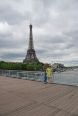 Fototapeta na wymiar Couple vacationing in Paris, Europe, France
