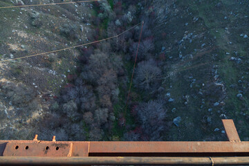 A gorgeous view from the favorite place of fans of extreme sports and rope jumping. Selective focus