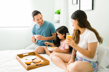 Enjoying breakfast in bed on a cozy morning