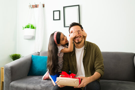 Adorable Girl Surprising Her Dad With A Present