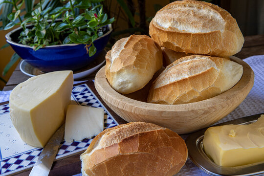 Basket of French bread, traditional Brazilian bread