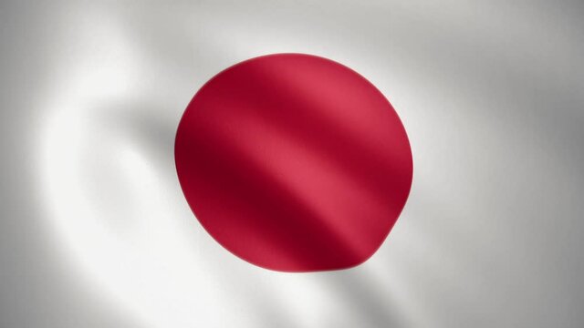 風に揺れる日本の国旗のCG映像（ループ）