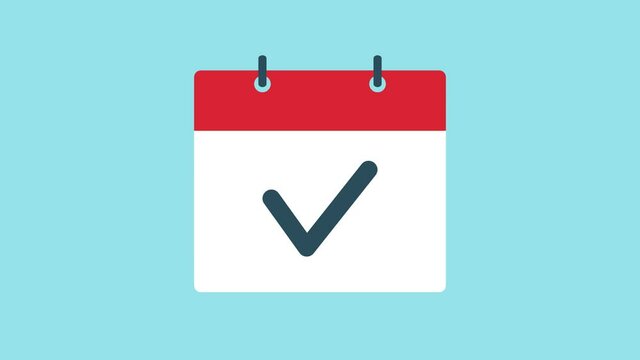 animation of calendar  line  icon with check mark sign. Video 4K
