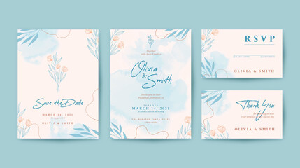 Beautiful wedding invitation with watercolor background