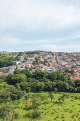 View of the urban area of the Brazilian Mineira city of São Roque de Minas. Wide view of the city buildings. Touristic Inland city of Minas Gerais, eco tourism destination.