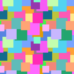 Seamless pattern of squares of different colors. Abstract vector background. Design for banner, poster, card, cover, party invitation, wallpaper