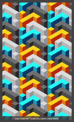 Vector seamless isometric pattern, 3d cubes abstract background, fantastic city geometry