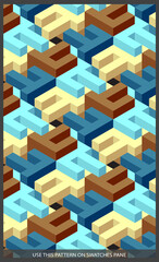 Isometric seamless Maze pattern. vector illustration. Isometry Three Dimensional. vector eps 10.