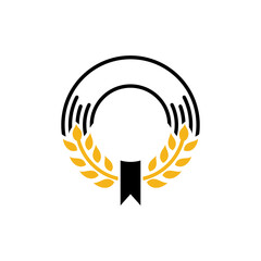 Vintage wheat emblem badge logo template suitable for food label, rice product symbol, foodstuffs, agriculture and others