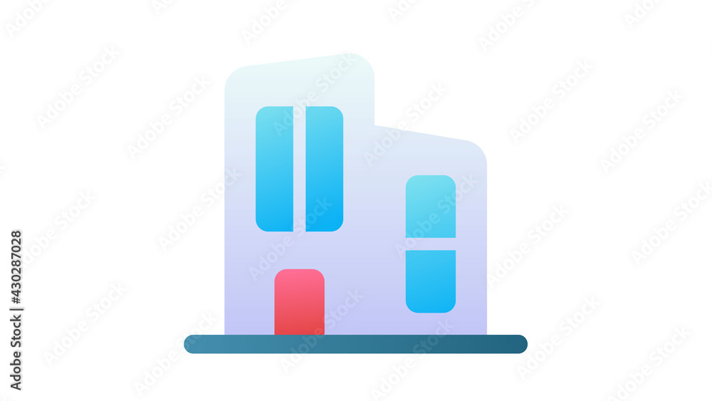 Poster office building working space single isolated icon with single isolated icon with smooth style