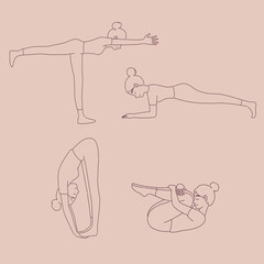 Yoga girl line art illustration design of vector.